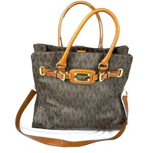 Michael Kors Large Brown Signature Hamilton PVC Tote Shoulder Bag